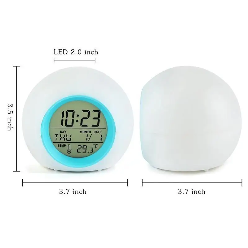 

Colorful LED Electronic Digital Alarm Clock Thermometer Night Light Glowing Cube LCD Clock Home Decor For Kids Table Desktop