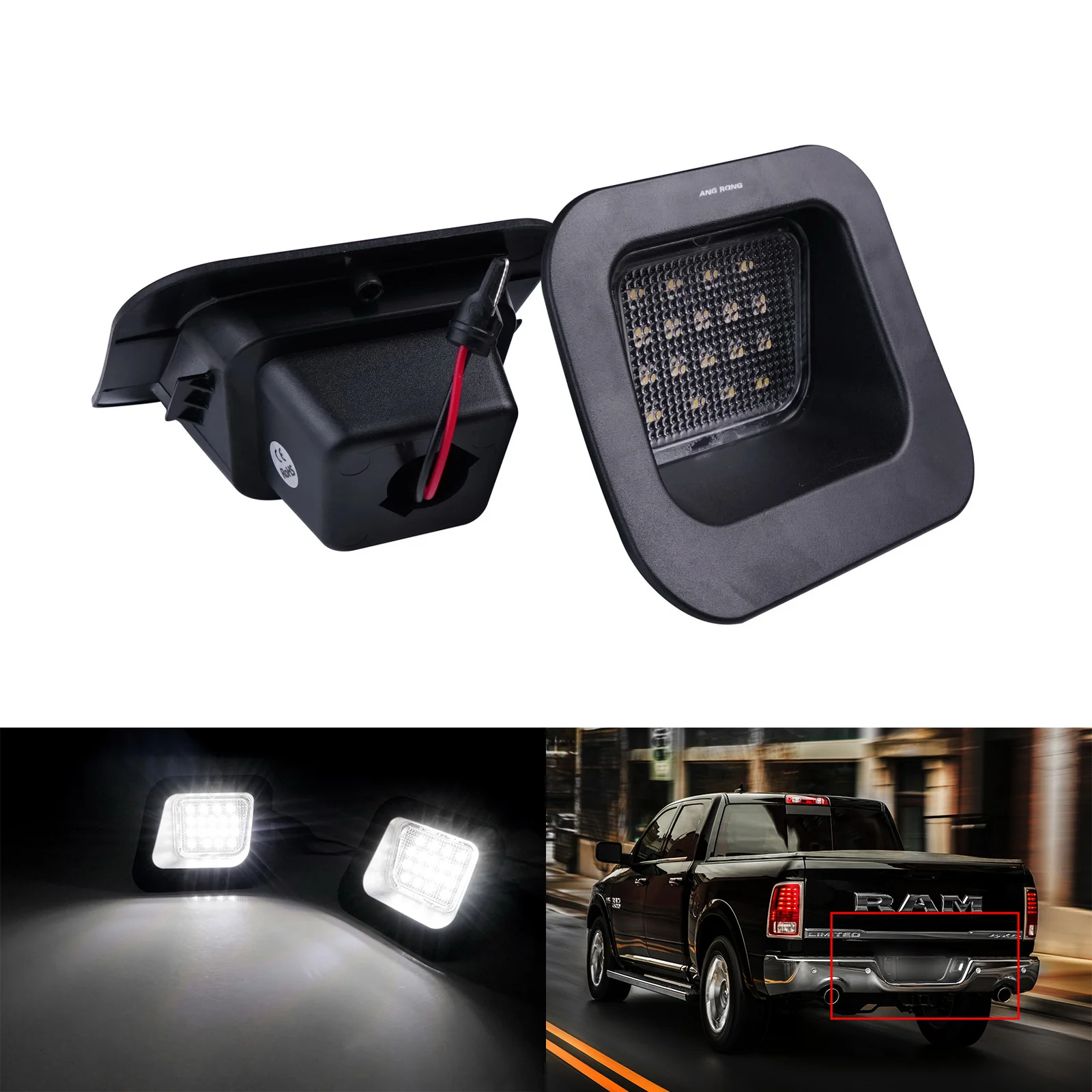 

2x For 2003-18 Dodge RAM 18 SMD LED License Plate Light Bulb Lamp Assembly White