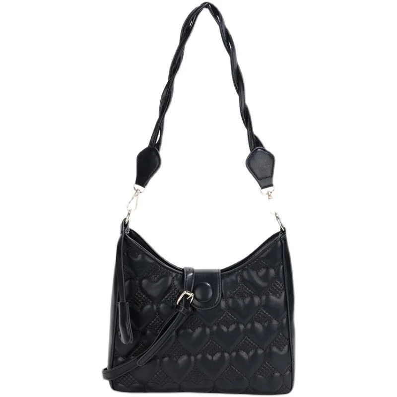 

Ins Korean Black Female Leather Solid Color Handbag Retro Casual Women Totes Shoulder Bags Fashion Exquisite Shopping Bag