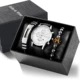 Bracelet Watch Gift Set for Man Leather Quartz Watch with Calendar Dial Men's Black Elastic Chains Anniversary Gift to Husband Other Image