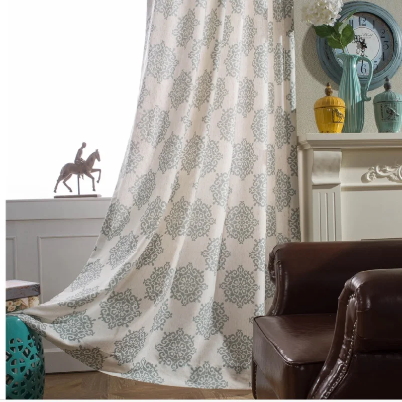 

Modern Simple Chinese Environmental Protection Cotton Linen Printed Curtains for Living Room Bedroom Study Nordic Curtain Custom