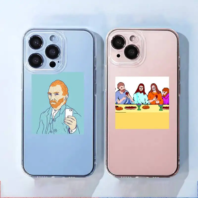 

Abstract oil painting Phone Case For iphone 13 12 11 8 7 plus mini x xs xr pro max Transparent soft