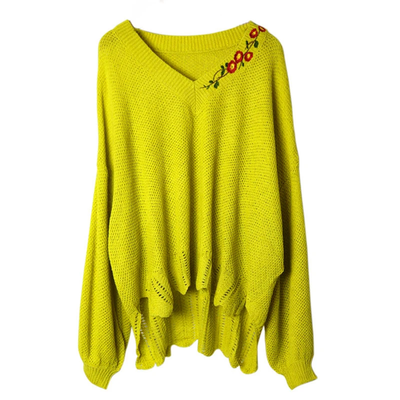 Max LuLu 2020 Autumn Fashion Chinese Womens V Neck Pullovers Ladies Embroidery Casual Sweaters Loose Oversized Knitted Jumpers | Женская