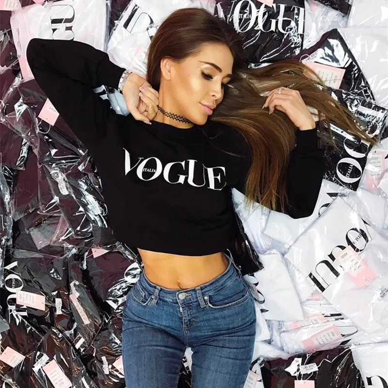 Толстовки с надписью Vogue свитшоты женские повседневные милые модные панковские