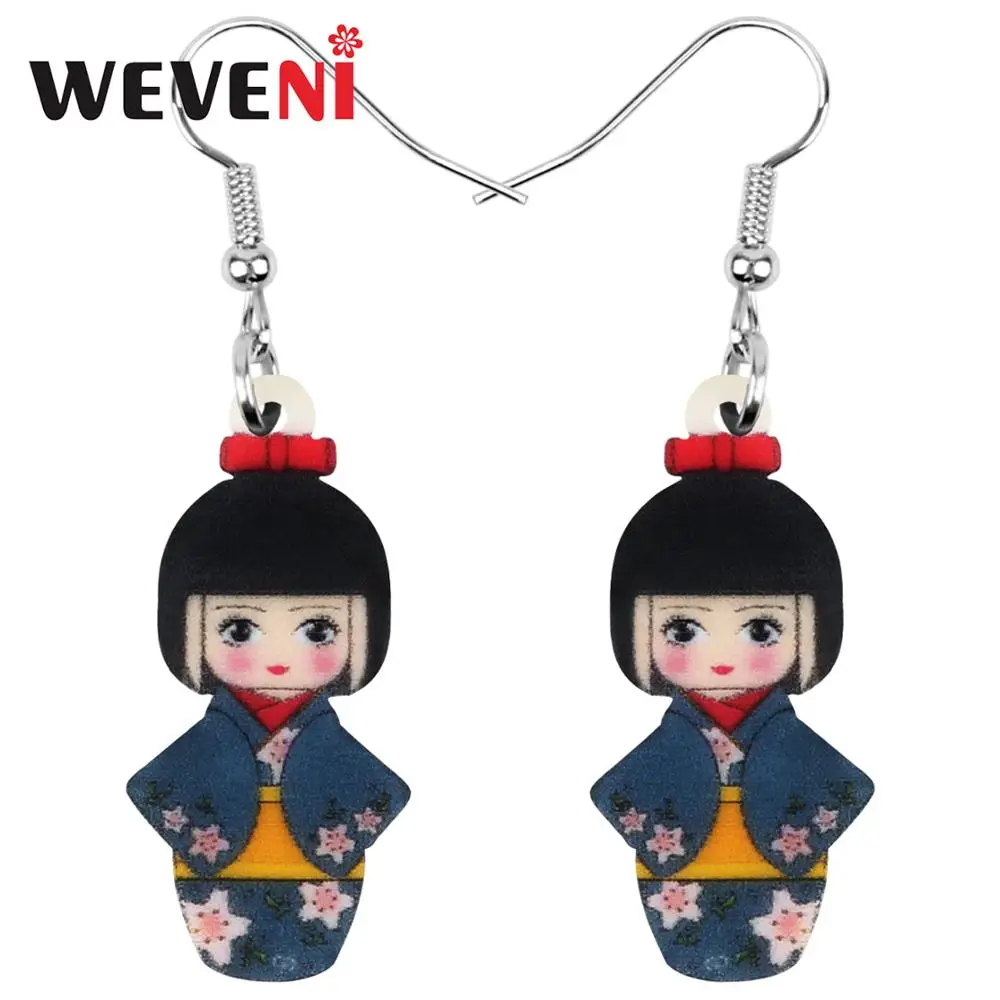 WEVENI акриловое японское кимоно с принтом сакуры девушка кукла серьги-подвески в