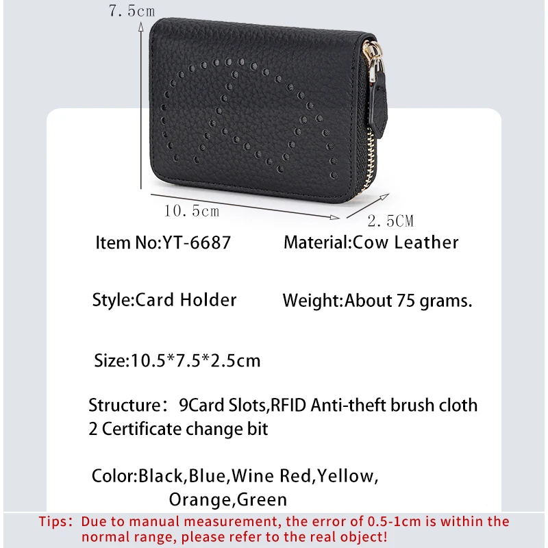 brand business card holder genuine leather rfid credit card holder women zipper pocket unisex hollow card case zipper coin purse free global shipping