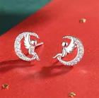 Серьги-гвоздики женские Jisensp с крыльями ангела и кристаллами