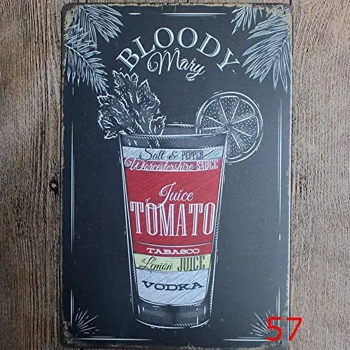 

Bloody Mary Cocktail Recipe Retro Metal Tin Sign Plaque Poster Wall Decor Art Shabby Chic Gift Suitable 12x8 Inch
