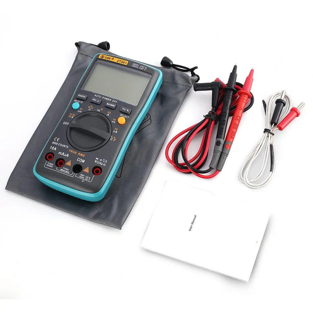 

BSIDE ZT301 Digital Multimeter 8000 Counts True RMS AC/DC Volt Amp Ohm Capacitance Temperature Duty Cycle Continuity Tester