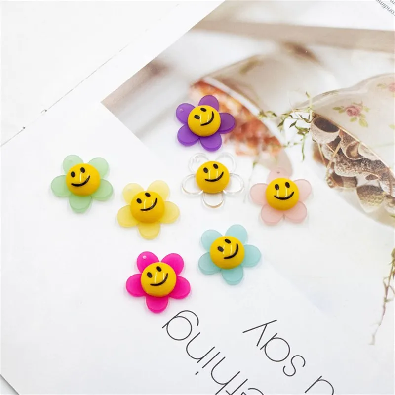 Новый стиль 50 шт./лот 25 мм смайлик сердцевина мультфильм подсолнухи форма смолы