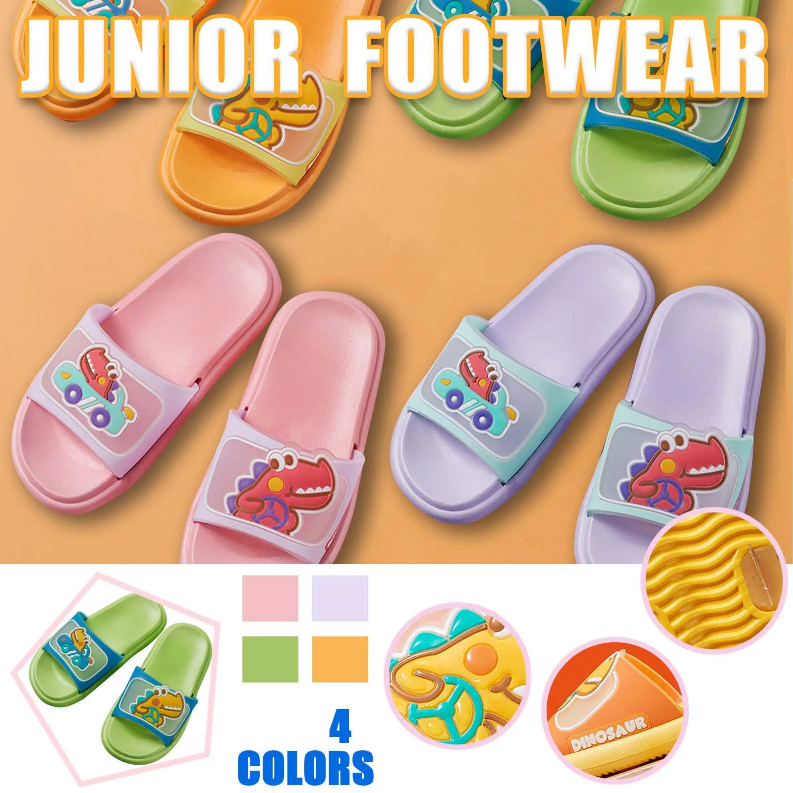 

Тапочки детские Нескользящие, хлопок, маленький динозавр, летние Тапочки для мальчиков и девочек