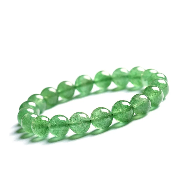 

Natural green strawberry crystal one-circle bracelet men and women
