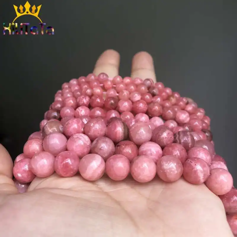 Natural Stone Rhodochrosite Beads Round Loose Spacer Beads For Jewelry Making 6/8/10mm DIY Bracelets Accessories 15"Strand/Inche