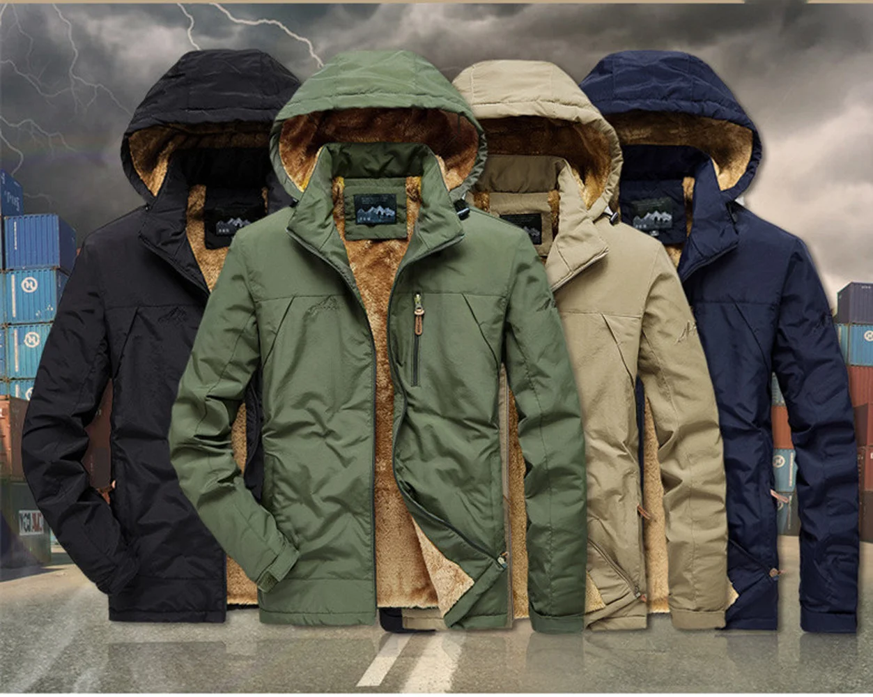 ZOGAA Autumn and winter new style plus velvet jacket men's casual outdoor hoodable quick-drying jacket cotton jacket