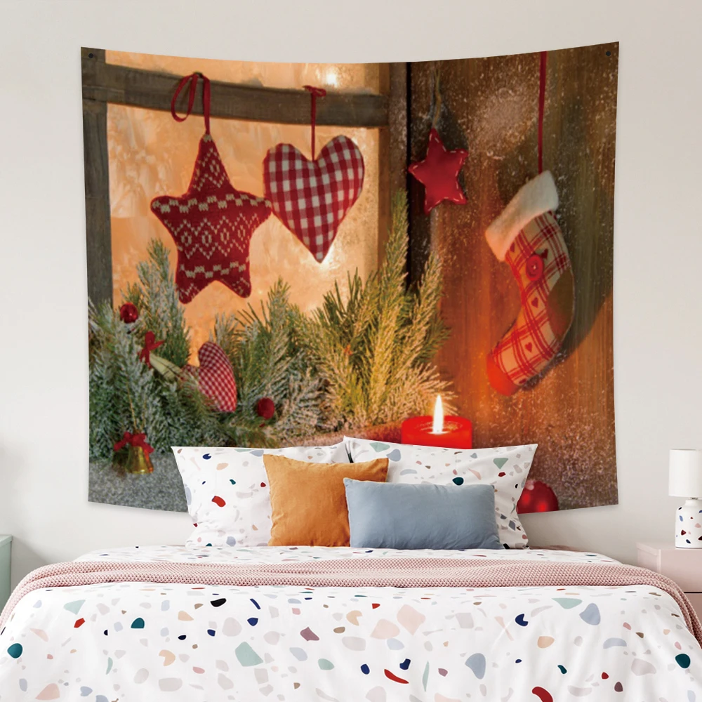 

Cassisy Fashion Tapestry Christmas Socks Simulation Window Heart Muppet Wall Hangings Home Living Room Bedroom Decor Polyester