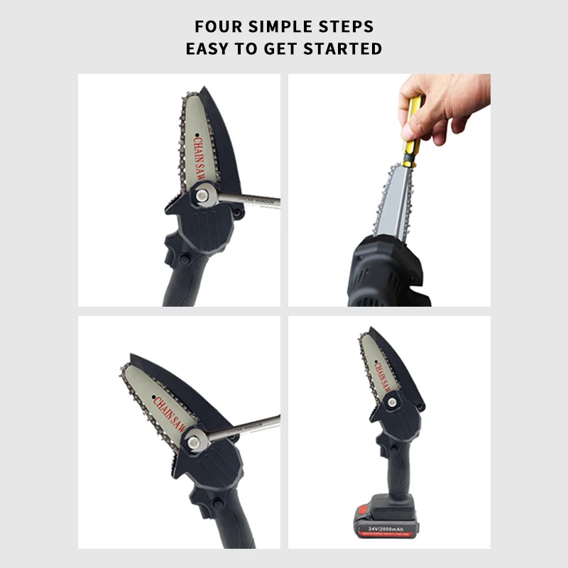 

Mini Electric Chain Saw Handheld Cordless Chainsaw Woodworking Garden Pruning Saw 24V 500W One-Handed Lithium Battery Saw