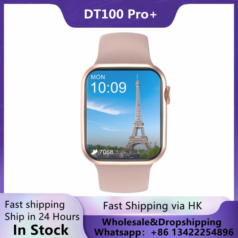 

Смарт-часы DT100 Pro + с беспроводным зарядным устройством, Bluetooth, Пульсометром