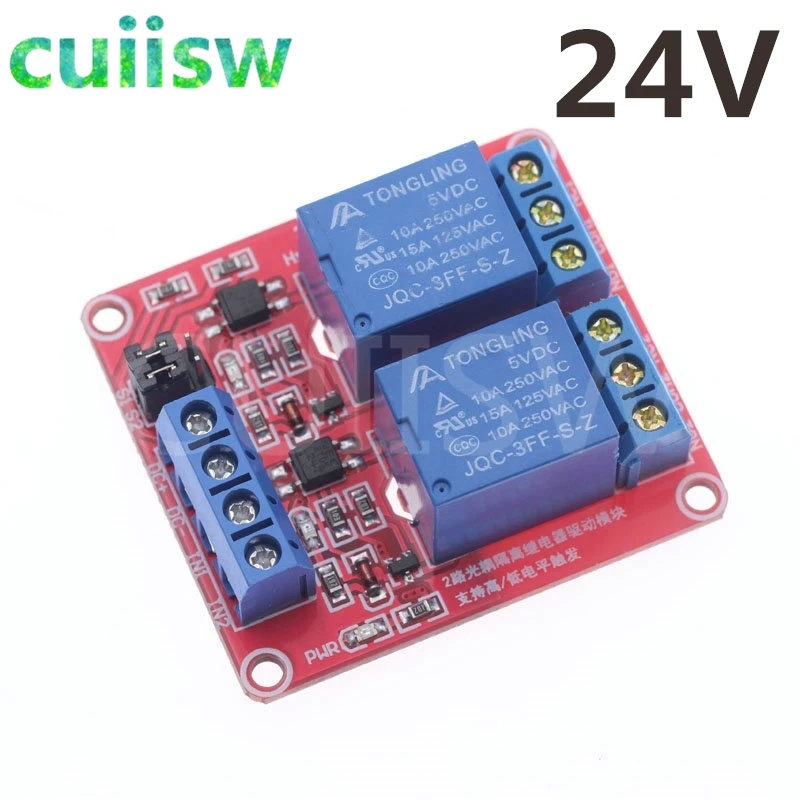 24V 2 channel Релейная плата щит с анод Испытание на устойчивость к высокой и низкой рычаг триггера для Ardiuno 24V 1/2/4/8 канальный Питание триггерный релейный модуль - Габаритные размеры: 24V 2 channel