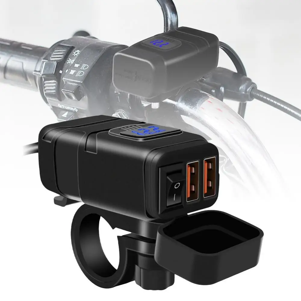 

55% хит продаж! Зарядное устройство для мотоцикла 12 в двойной USB-адаптер Быстрая зарядка 3,0 аксессуар для вольтметра