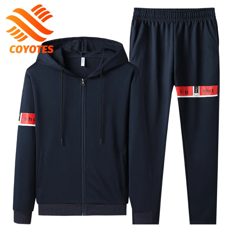 

COYOTES Spring Autumn Fashion Casual Men Sportswear Sets Men's Hoodie Sweatpants Sports Suit Hip Hop Streetwear Suits Big Size