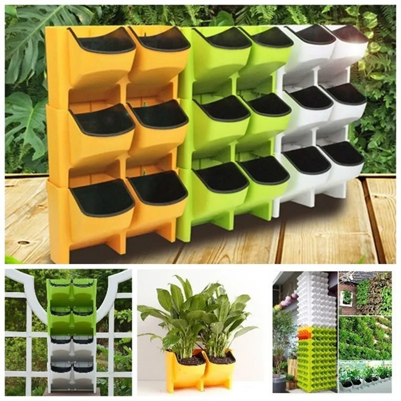 

Flower Pot Stackable Wall Planter Outdoor Garden Balcony Home Decor Wall Hanging Vertical Succulents Plant Pot Bonsai