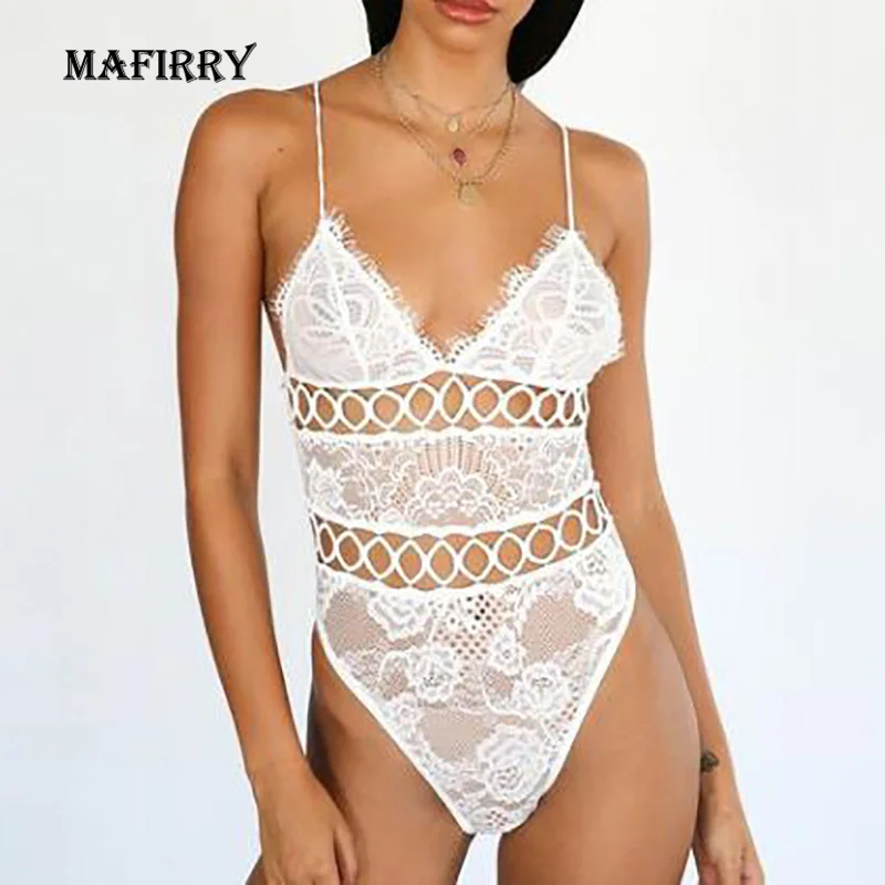 

Sexy Lingerie Bodysuit Ladies Strap Crochet Cutout Teddy Lingerie Women's Embroidered Gauze Mesh Underwear lenceria para mujer