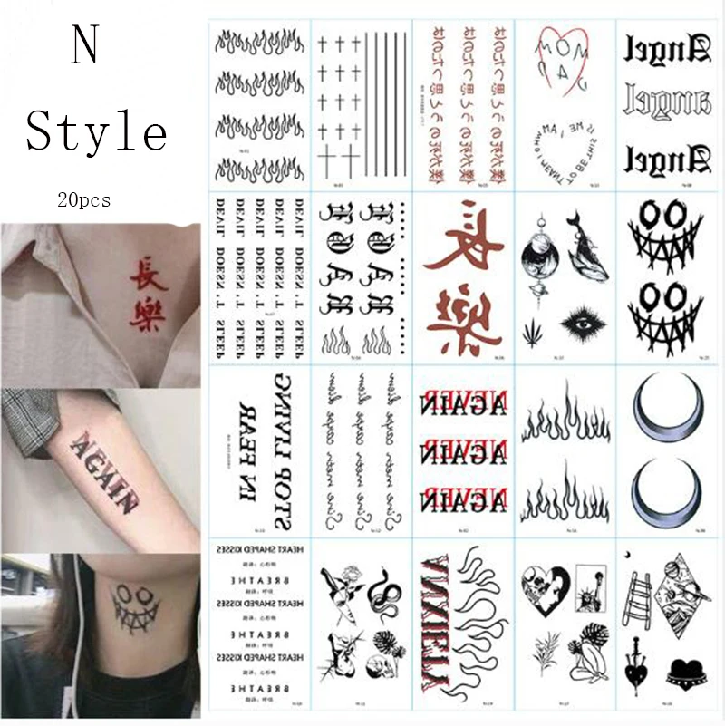 

2021 30pcs/20pcs set Fake Tattoo Sticker Art Temporary Tattoos on the Body Waterproof XuanYa Colorful Heart Temporal Tattoos