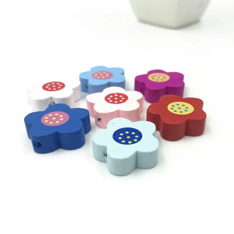 100 шт. деревянные бусины в виде цветов 20 мм|Принадлежности для рукоделия| |