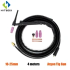 Газовая горелка HITBOX WP17V, Сварочная горелка для газовой горелки, 13 футов, 4 м, 10-25 мм, адаптер 140A, 150 а, с воздушным охлаждением, рандомный аргоновый пистолет, инструменты