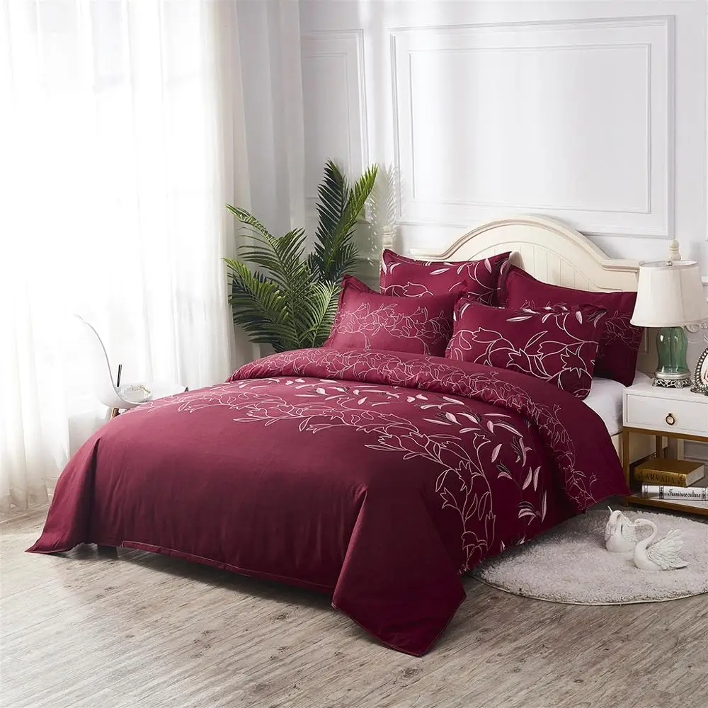 Искусственный вышивка стеганное ватное одеяло набор постельного белья Queen King size