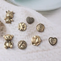 5pcslot alloy creative bear cow gold pearls pendant button ornaments jewelry earrings choker hair bag diy jewelry accessories