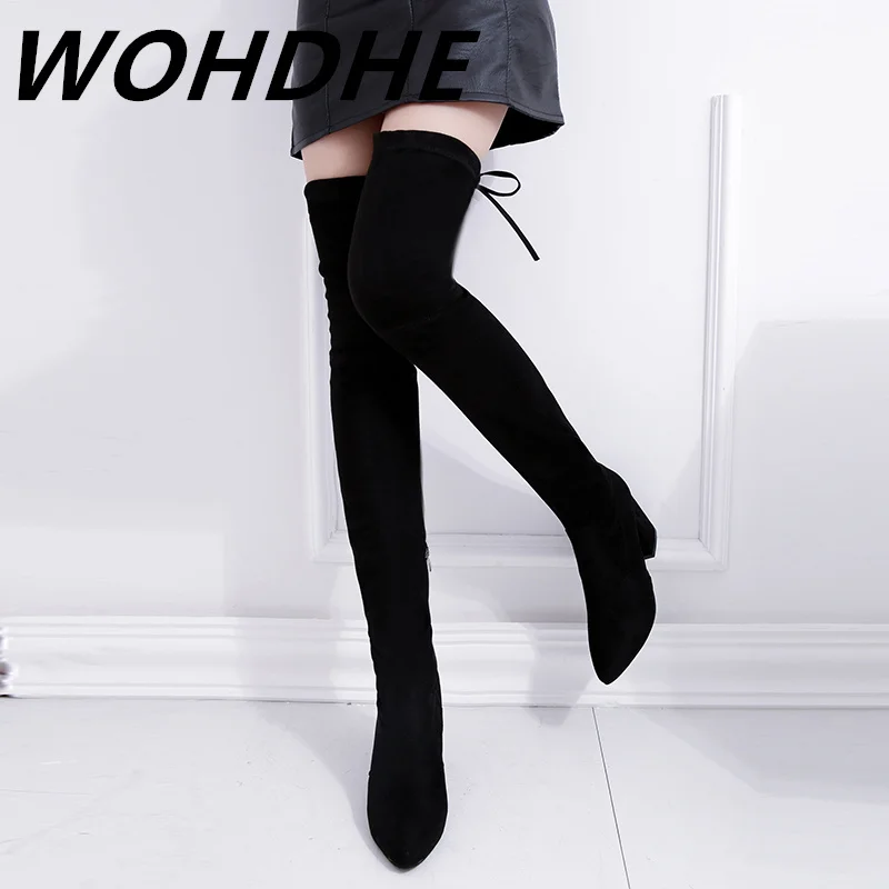 Женские Современные Сапоги WOHDHE лаконичные длинные сапоги выше колена на