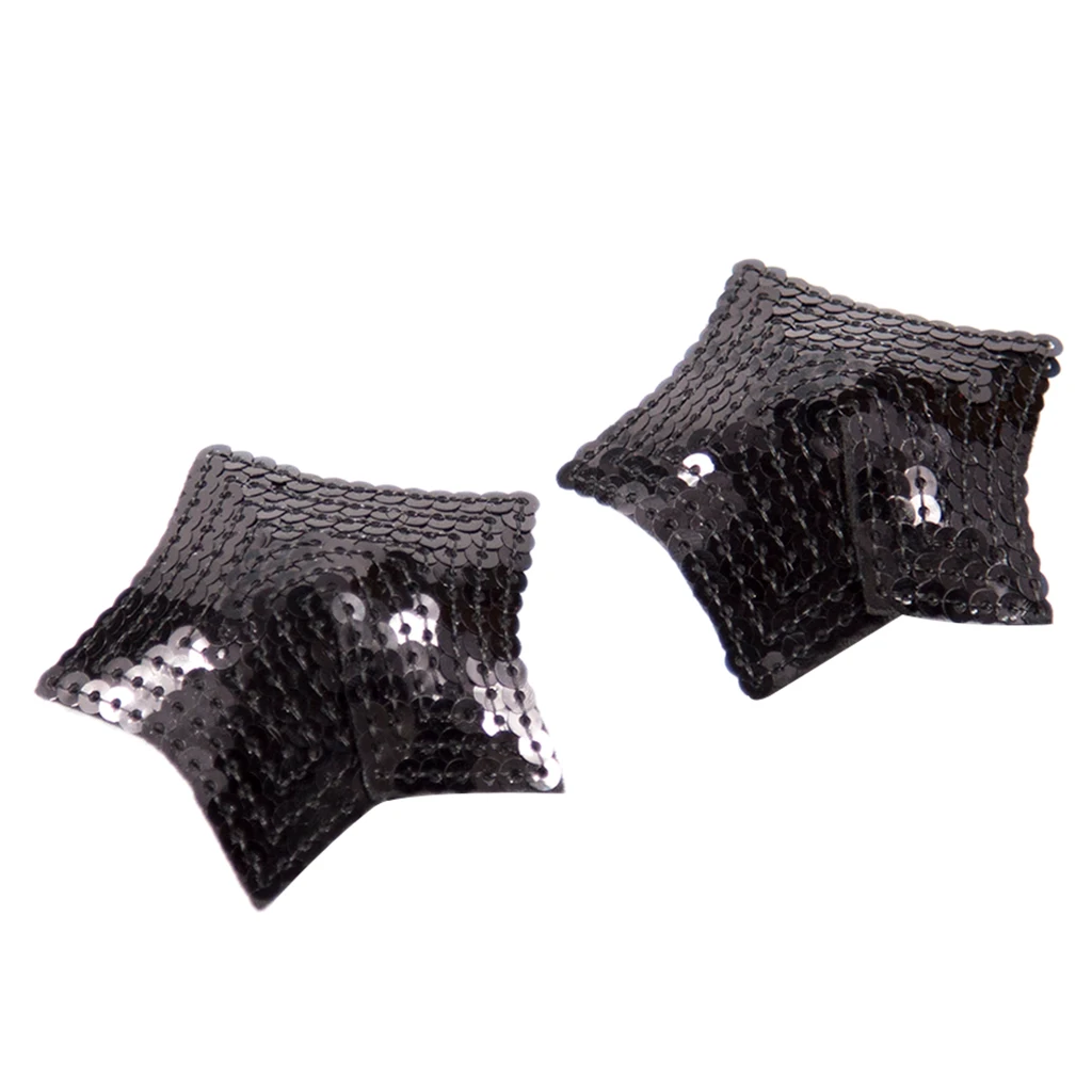 Black 7cm 2 шт женские соска крышка страсти в форме звезды блестки страсти многоразовые наклейки - Цвет: Black 7cm