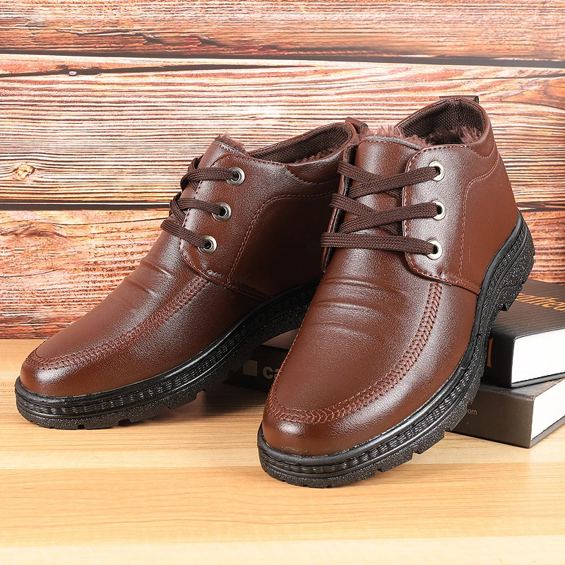 

Winter Boot Snow Shoes for Men Ankle Boots Warm Black Brown Boots Men Shoes Leather Cheap Casual Waterproof Shoes Men Original