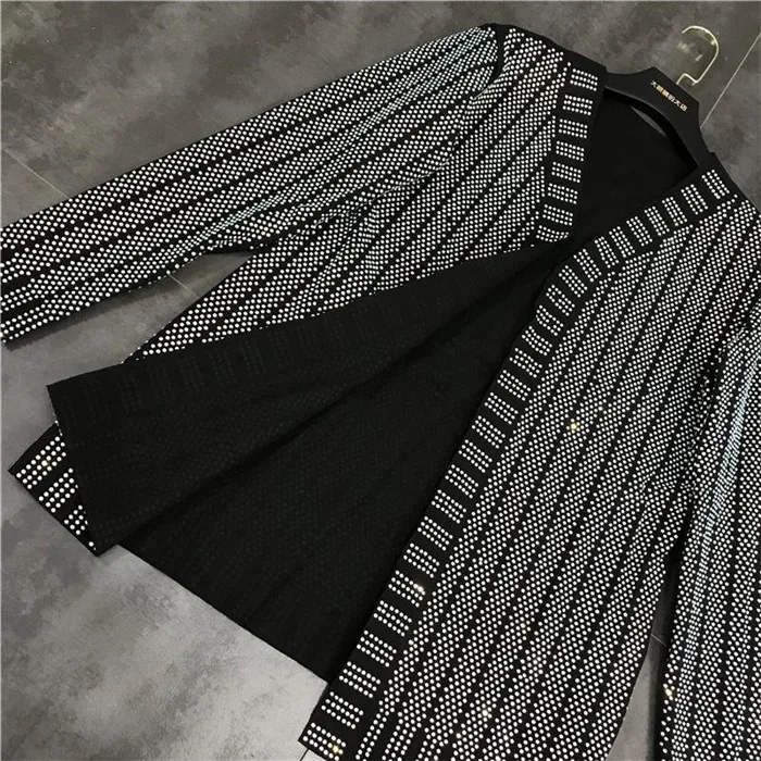 Подиумный свитер 2021 женский кардиган с v образным вырезом роскошный украшенный