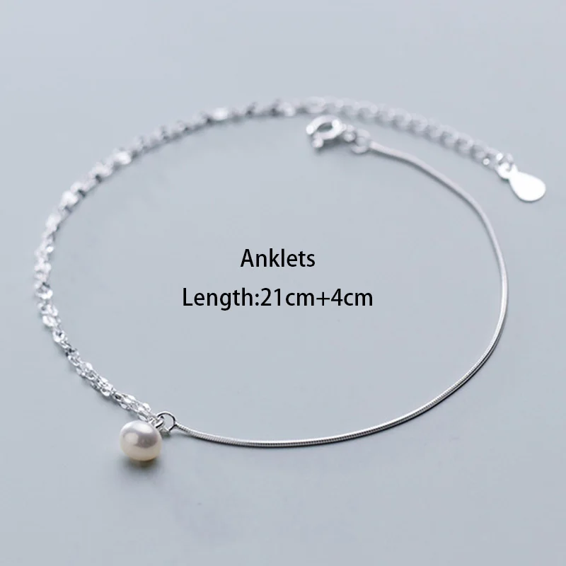 Anklets Trustdavis 925 пробы Серебряный искусственный жемчуг двойной слой ножной браслет для женщин Мода Серебро 925 ювелирные изделия DA408 - Окраска металла: Anklets