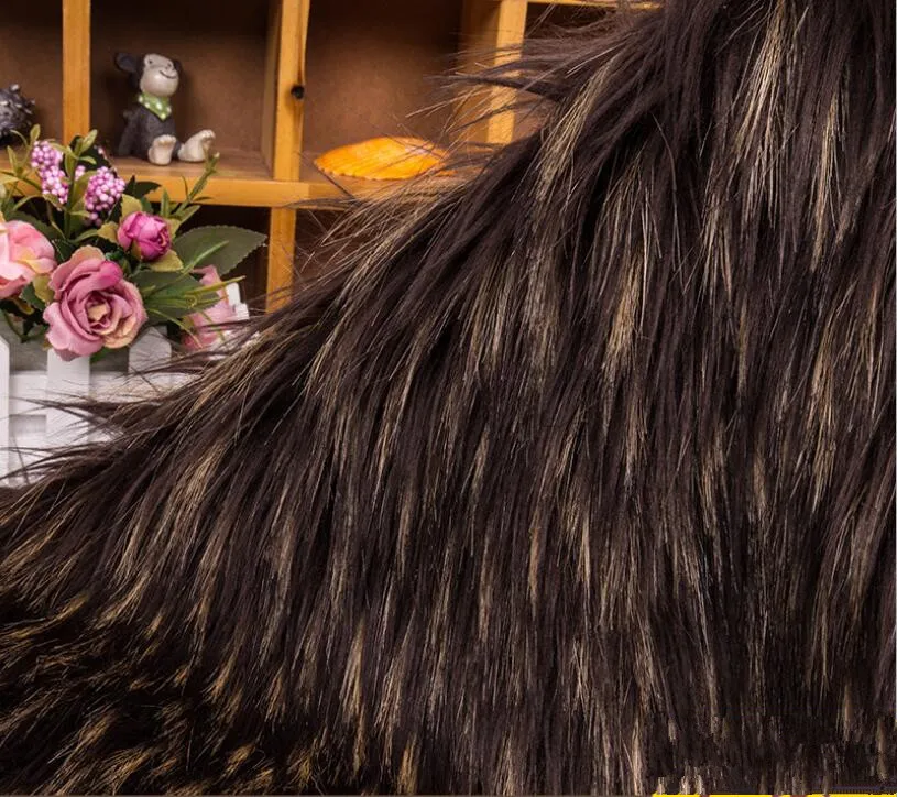 5 см длинный ворс искусственный мех жаккард плюш Ткань Топ окрашенный меланжевый