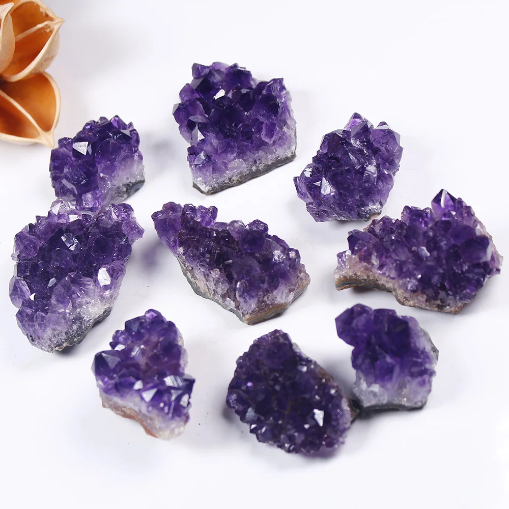 Natural Amethyst Purple Crystal Stone Cluster Chakra Quartz Crystals Healing Stones Aesthetic Room Decor Feng Shui Decorations