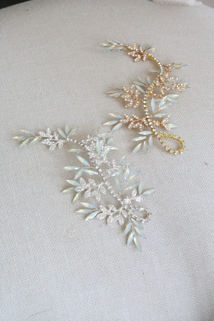 Свадебный головной убор из опала украшенный кристаллами лоза маркиза свадебный