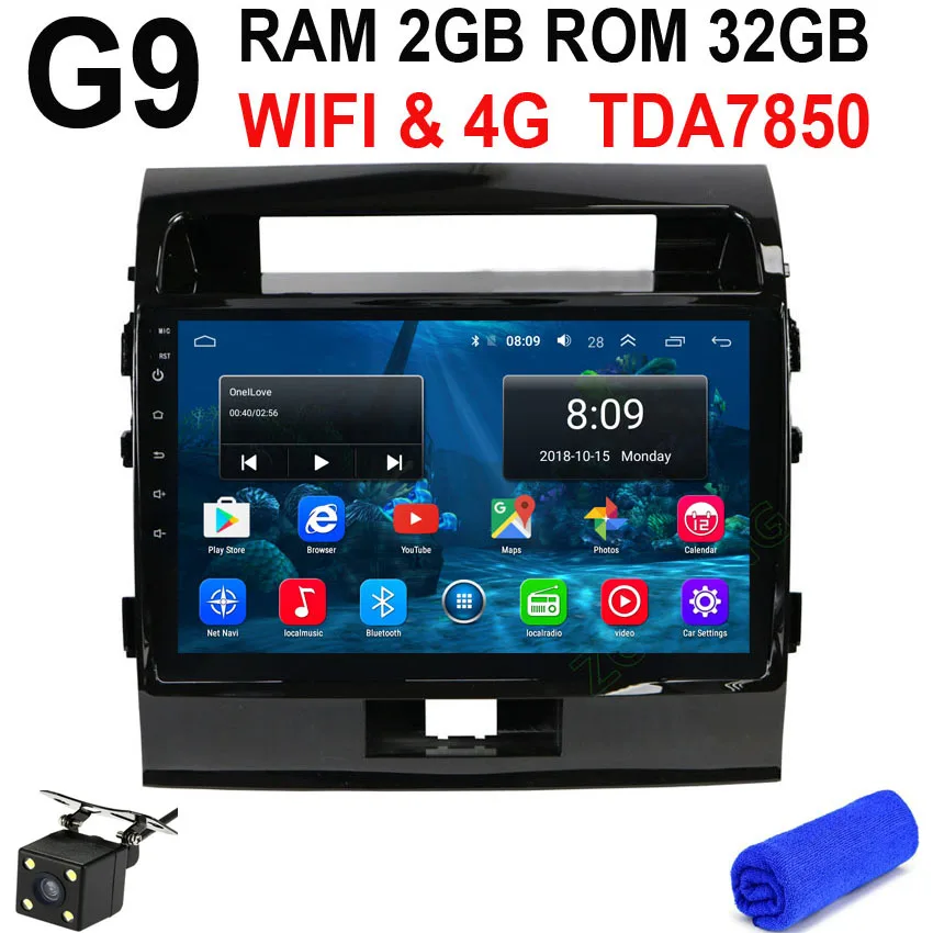 G9 GPS CAM DSP 4G 10,2 дюймов Android 9,0 Автомобильный мультимедийный dvd-плеер для Toyota Land cruiser 200 LC200 автомобильный Радио навигатор Авторадио стерео BT - Цвет: G9 GPS CAM