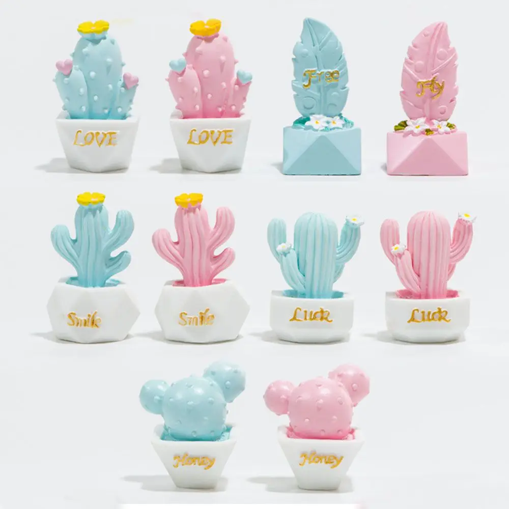 

Cute Cactus Flower Pot Succulent Plants Figurine Mini Fairy Garden Ornament Dollhouse DIY Crafts Home Outdoor Car Decor Supplies