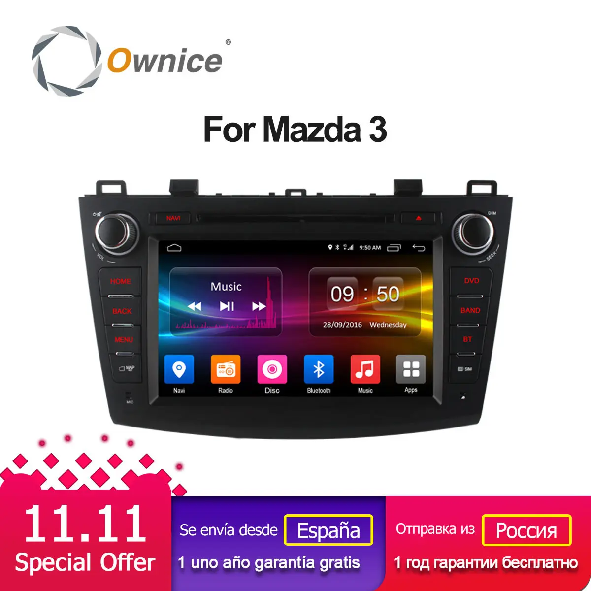 Ownice C500 Android 6 0 Octa 8 core для mazda 3 автомобильный DVD плеер 2009 2012 радио с wifi 2 Гб ОЗУ 32 ПЗУ