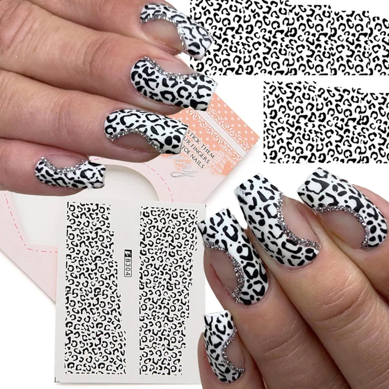1 лист Леопардовый узор наклейки для ногтей переводные полное покрытие маникюр