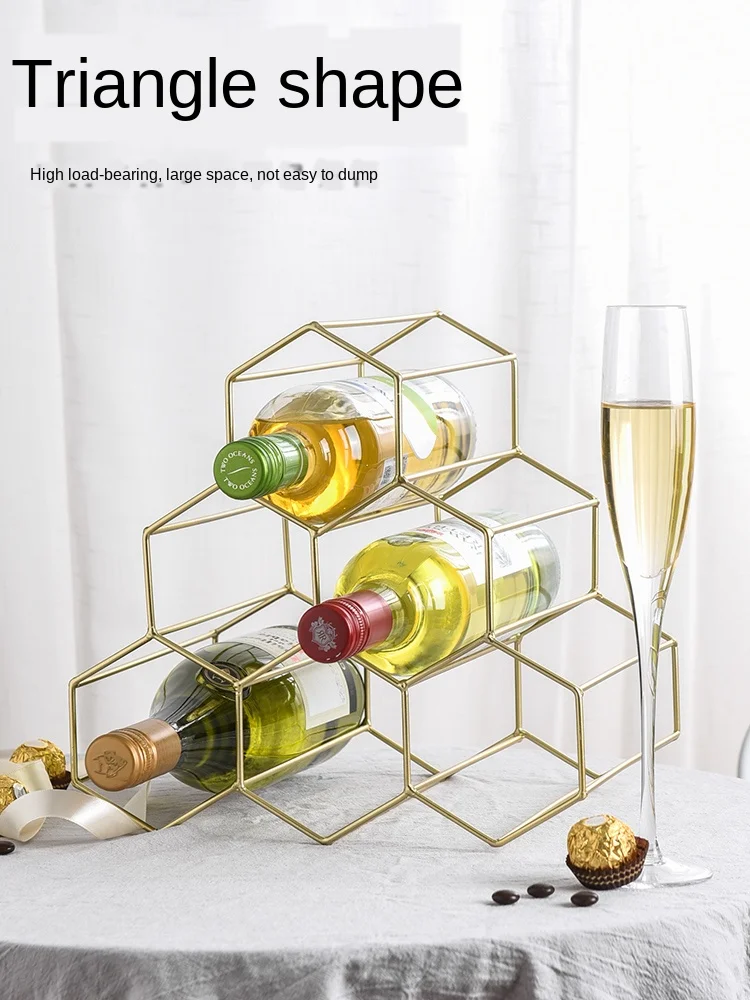 

Good stability Nordic wine rack storage rack honeycomb design wine ornaments wine thickened material bottle storage rack Hexagon
