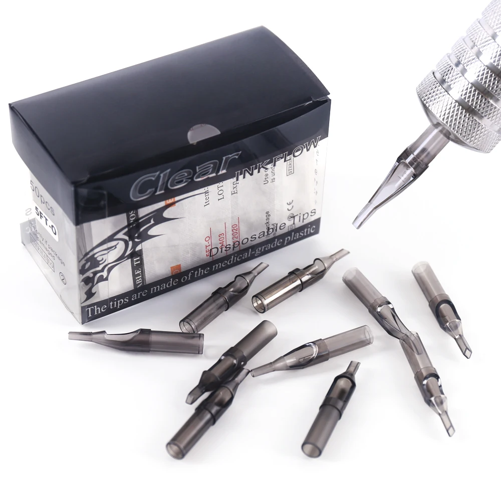 50 шт. круглые плоские серые стерилизованные иглы для тату машинки|Типсы