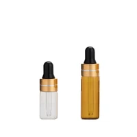 100pcslot 1ml 2ml 3ml 5ml empty amber clear glass goldline lid dropper bottle vials for doterra essential oil packaging