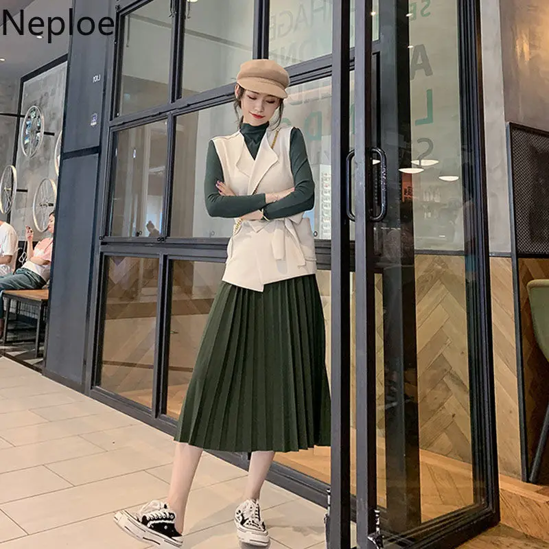 Neploe жилет костюм осень зима Корейская мода 2020 новый вязаный Топ плиссированная