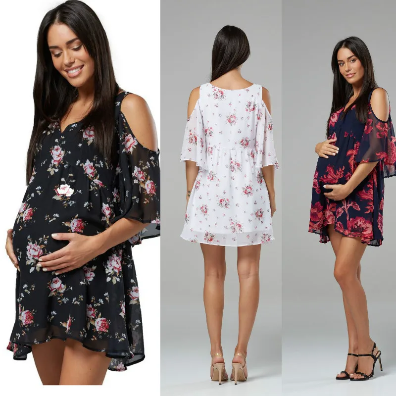 2020 платья для беременных женщин с коротким рукавом платье открытыми плечами