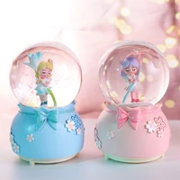1015 8cm little girl crystal snow globes glass music box snowball home office interior decoration christmas valentine day gifts