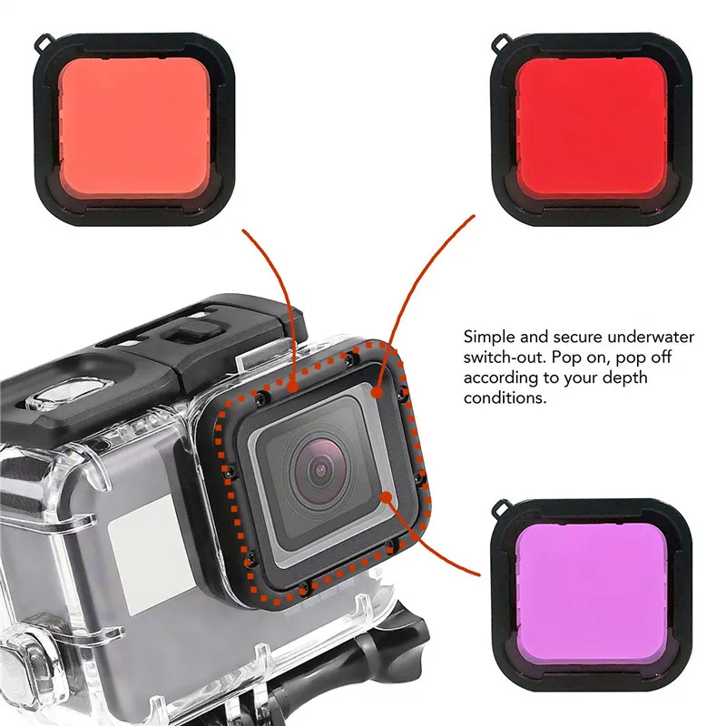Gopro водонепроницаемый Дайвинг фильтр красный розовый фиолетовый оригинальный